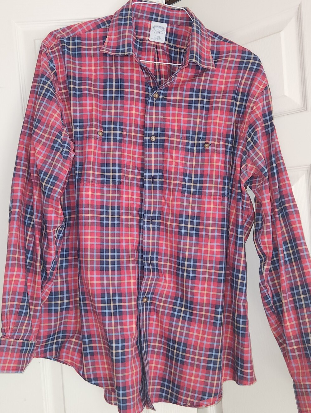 Brooks Brothers Red and Navy Plaid Button-Down Shirt
